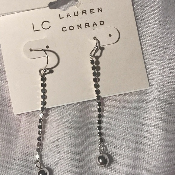 Lauren Conrad Linear Drop Earrings in Silver - Picture 1 of 4